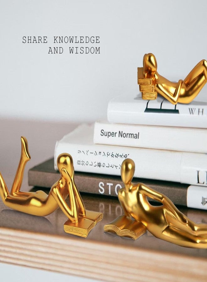 RIRPUAE Gold Home Decor Thinker Reading Women Statue for Living Room, Modern Shelf Decor Accent Decorations, Resin Collectible Figurines Display for Office Bedroom Table Desk,Gold - Image 3